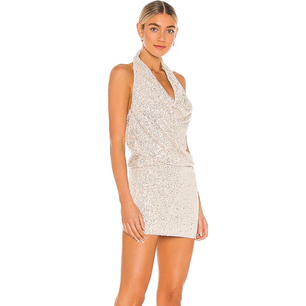 Lovers + Friends Lyon Halter sequin mini dress size Small semi formal cocktail